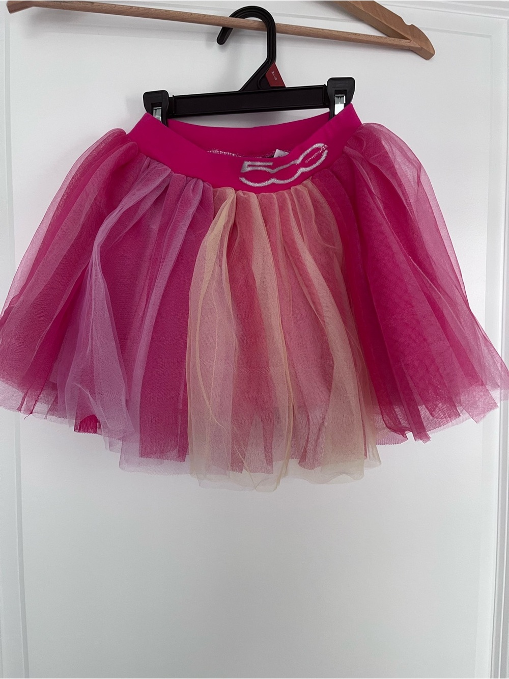 Girls Hot Pink & Cream Tulle Party Skirt - Brand Unspecified